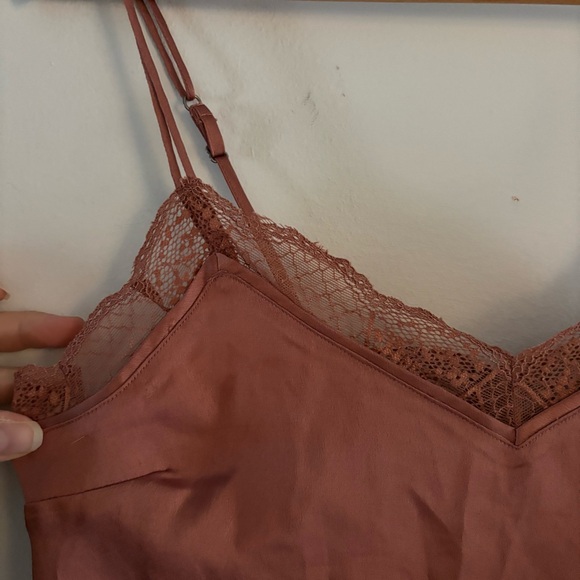 Abercrombie & Fitch Women Sleeveless Lace Trim Cami Tank Top XS y2k Sexy Satin - Picture 2 of 9